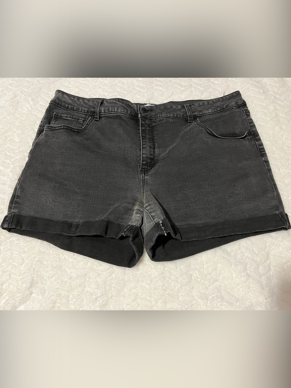 Time and Tru Black Rolled Hem Denim Shorts